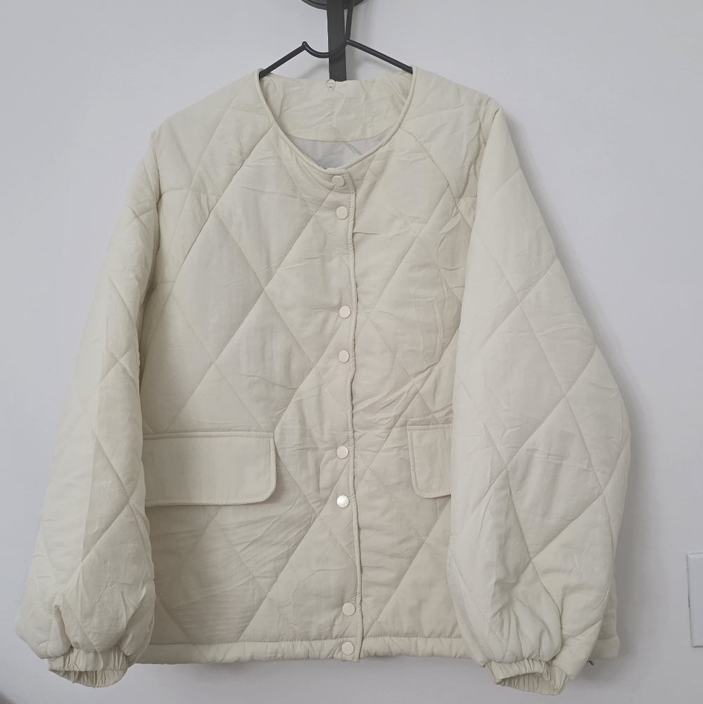 Cream Quilted Women's Jacket